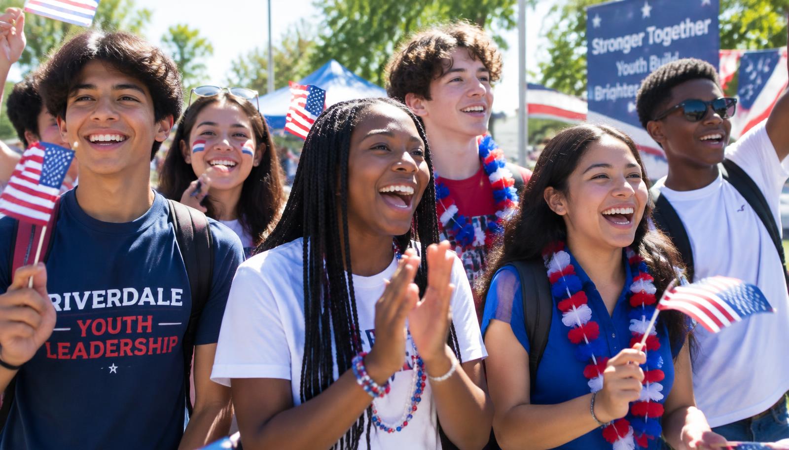 Young people cheering at a PFY event